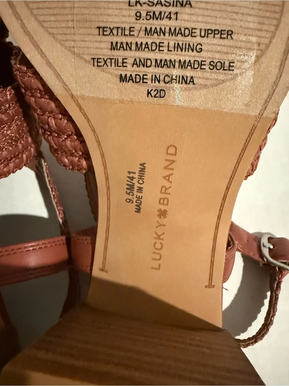 Lucky Brand Women's Braided Wedge Sandals - Rust Brown Size 9.5 NEW